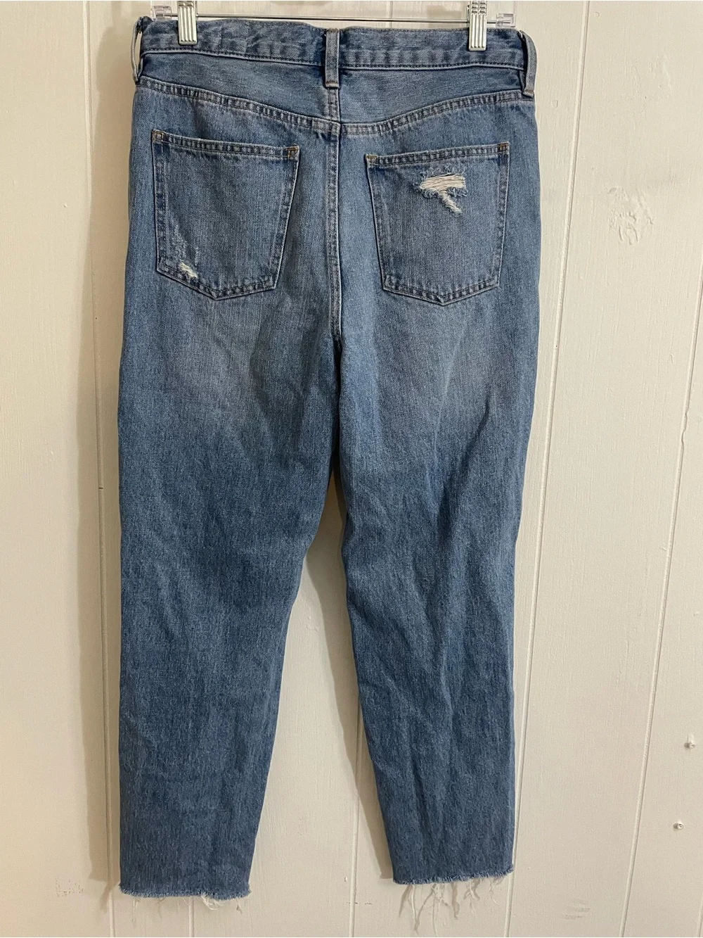 We the Free Light Blue High-Rise Distressed Cropped Jeans | size 29